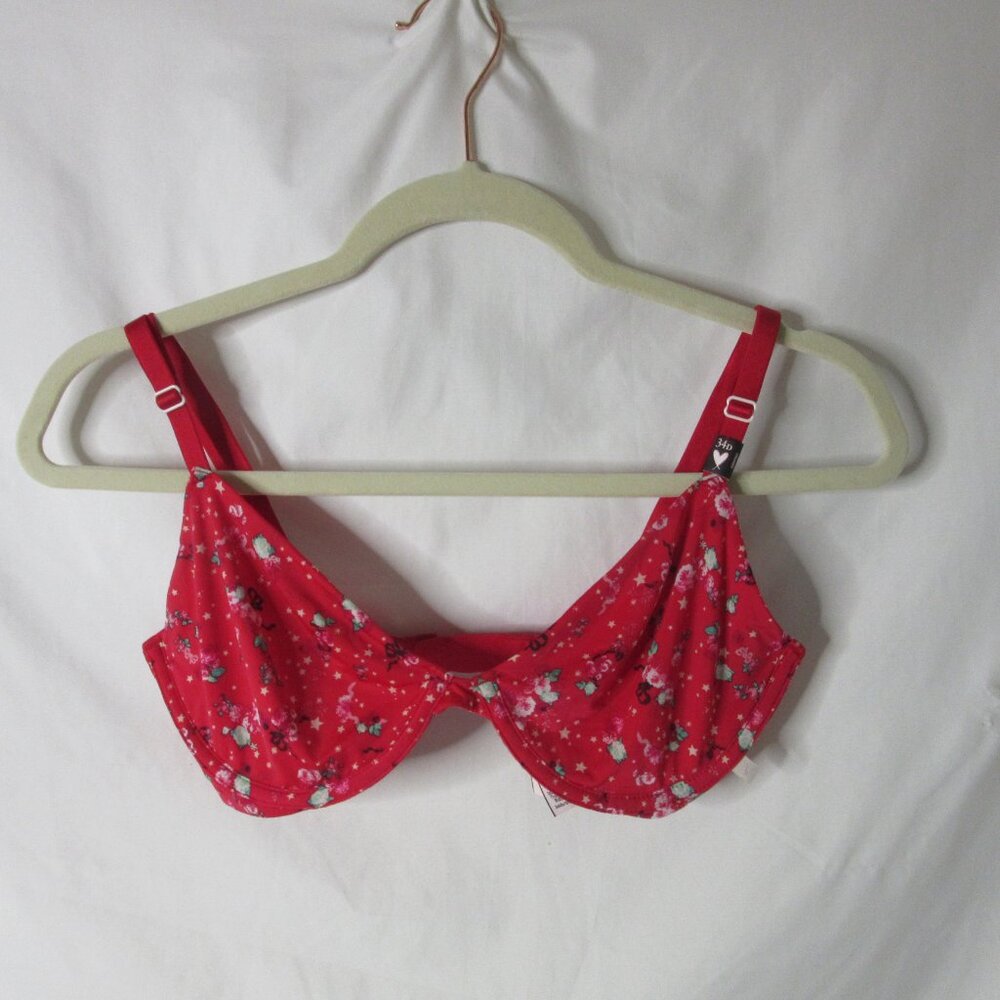 Victoria's Secret Bra Red Floral Demi Unlined Underwire Convertible Size 34D NWT - Picture 2 of 12